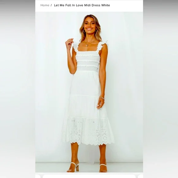 knee length dresses for ladies HELLO MOLLY Love At First Sight Midi Dress White
